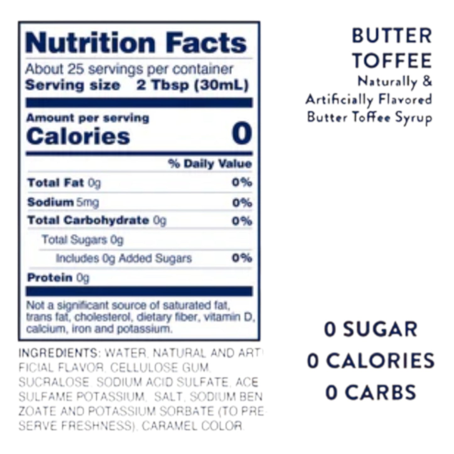 Skinny Syrup - Butter Toffee Syrup - 750ml