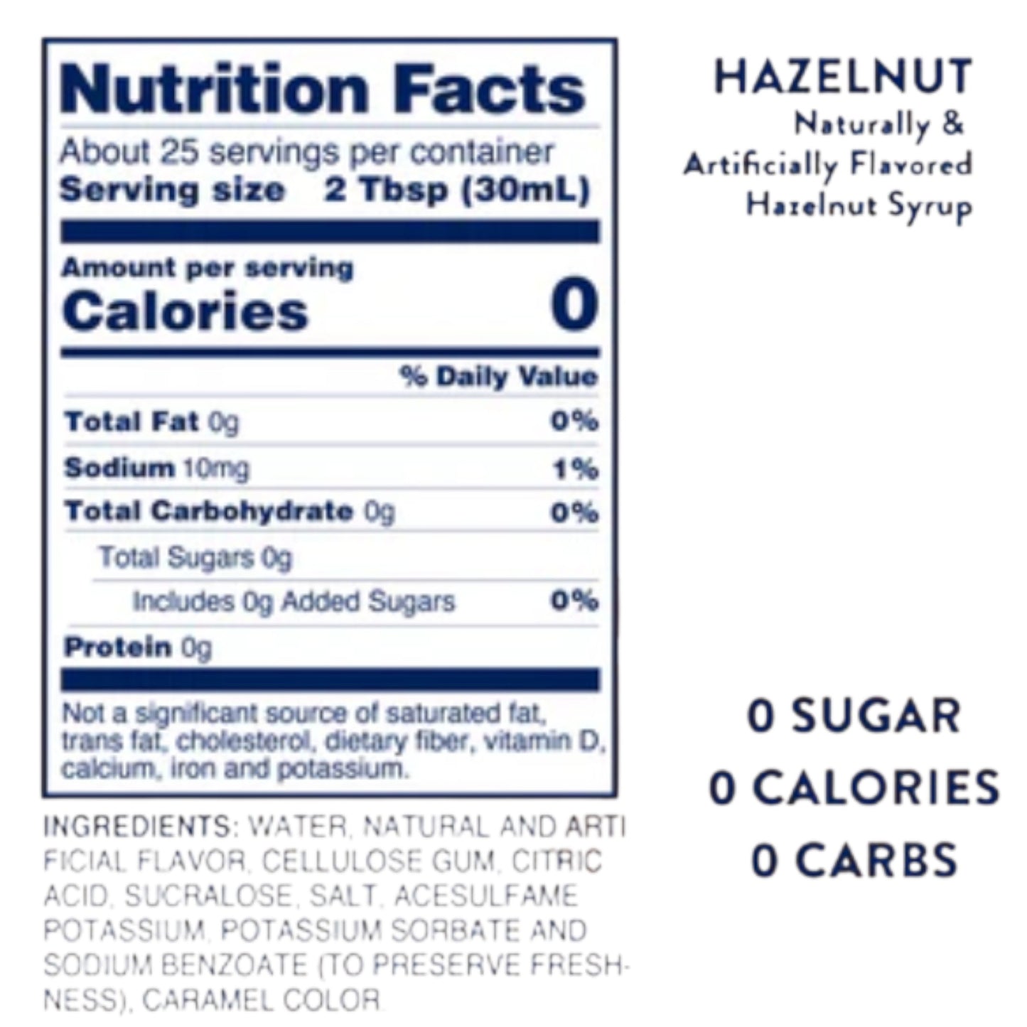 Skinny Syrup - Hazelnut Syrup - 750ml
