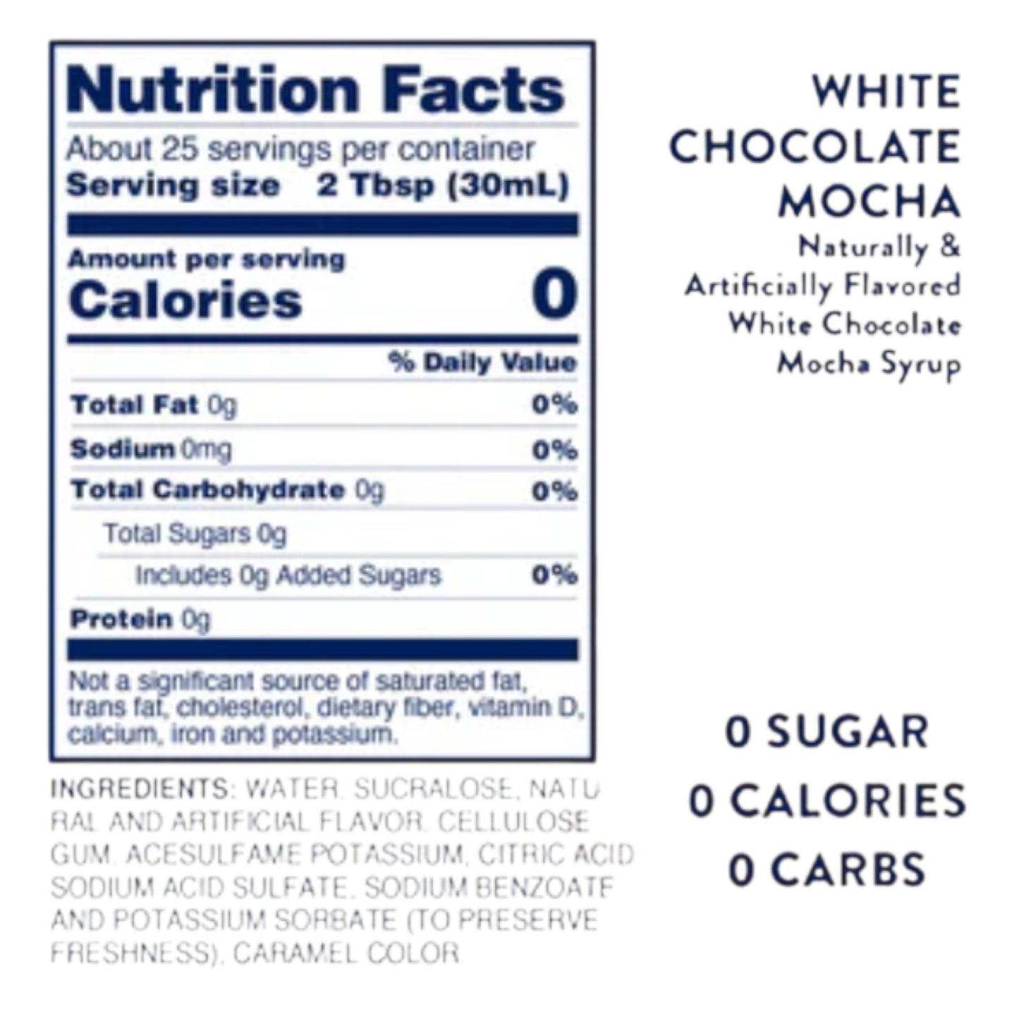 Skinny Syrup - White Chocolate Mocha Syrup - 750ml