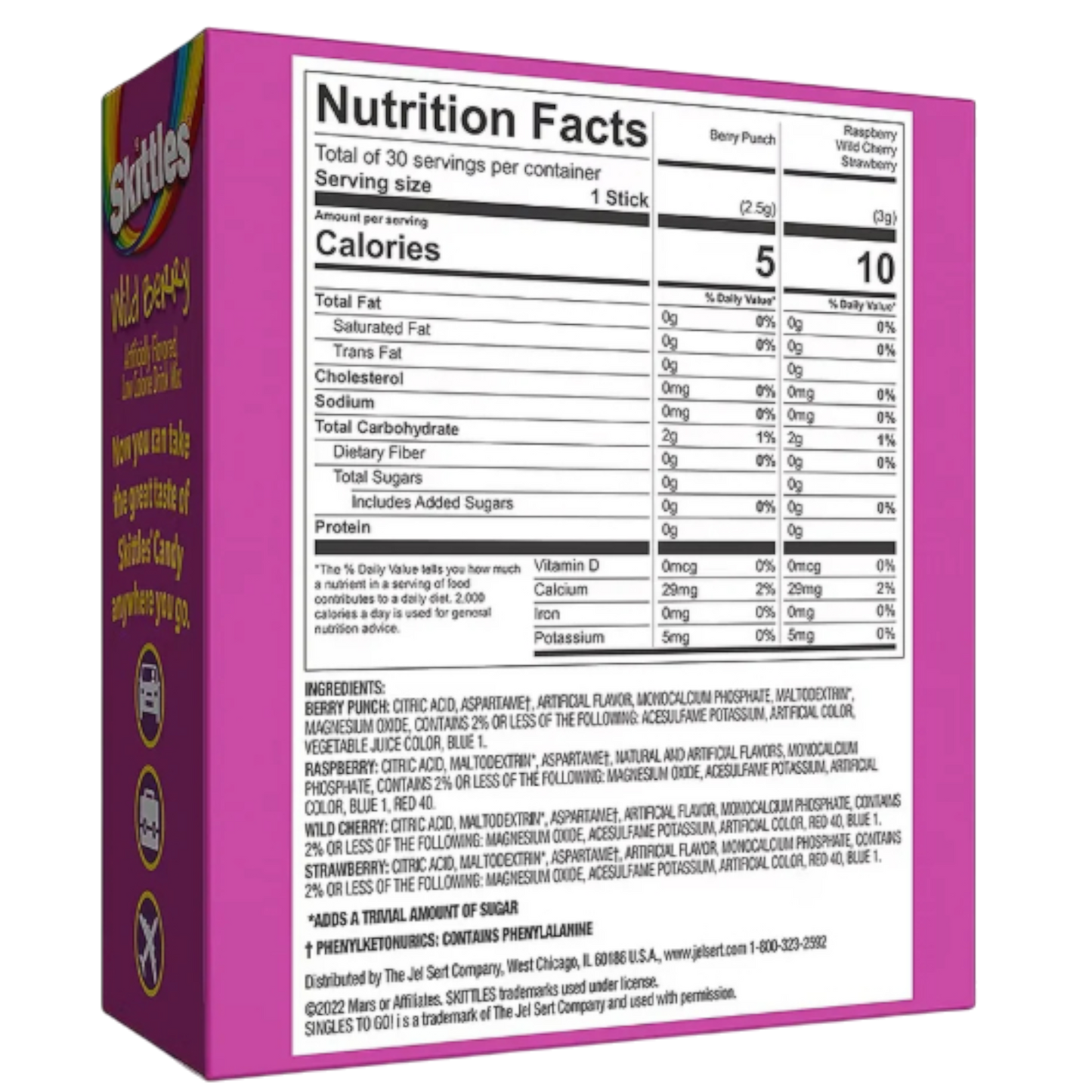 Skittles Sugar Free - Wild Berry Drink Mix - 30 Servings