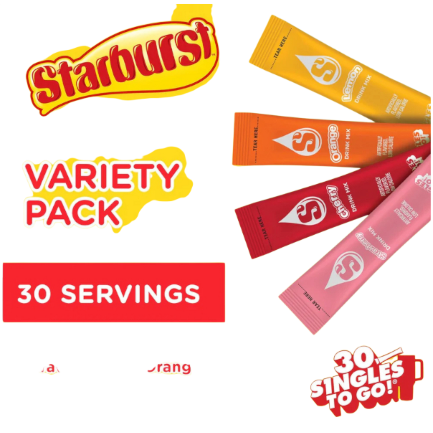 Starburst Sugar Free - Singles to Go Powdered Drink Mix - 30 Servings