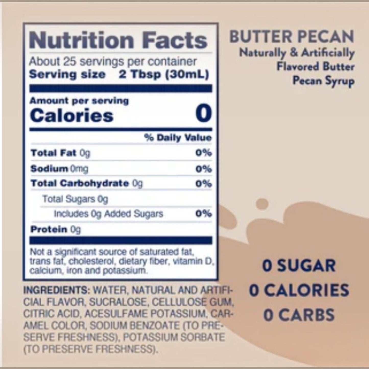 Skinny Syrup - Butter Pecan Syrup - 750ml