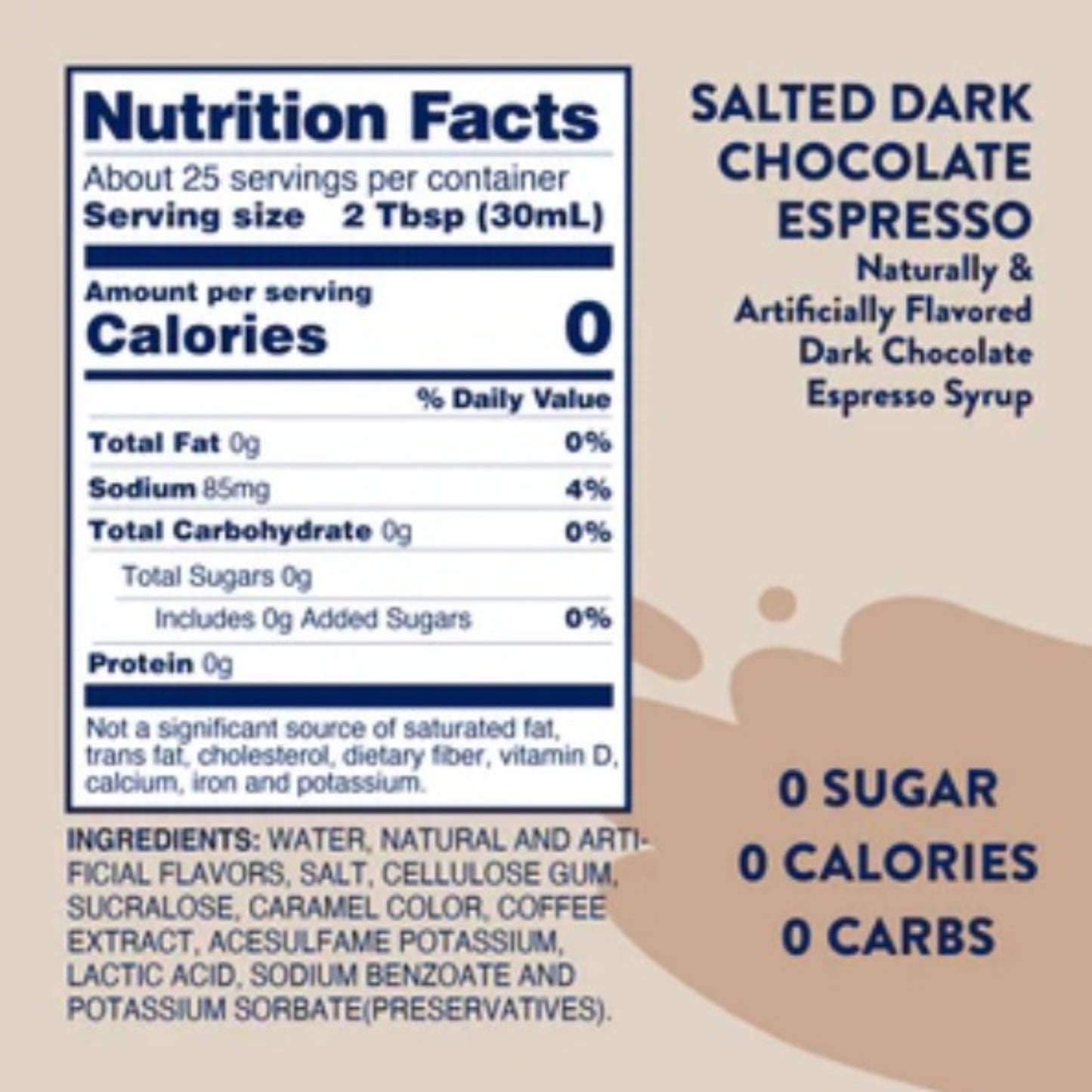 Skinny syrup - Salted Dark Chocolate Espresso 750ml