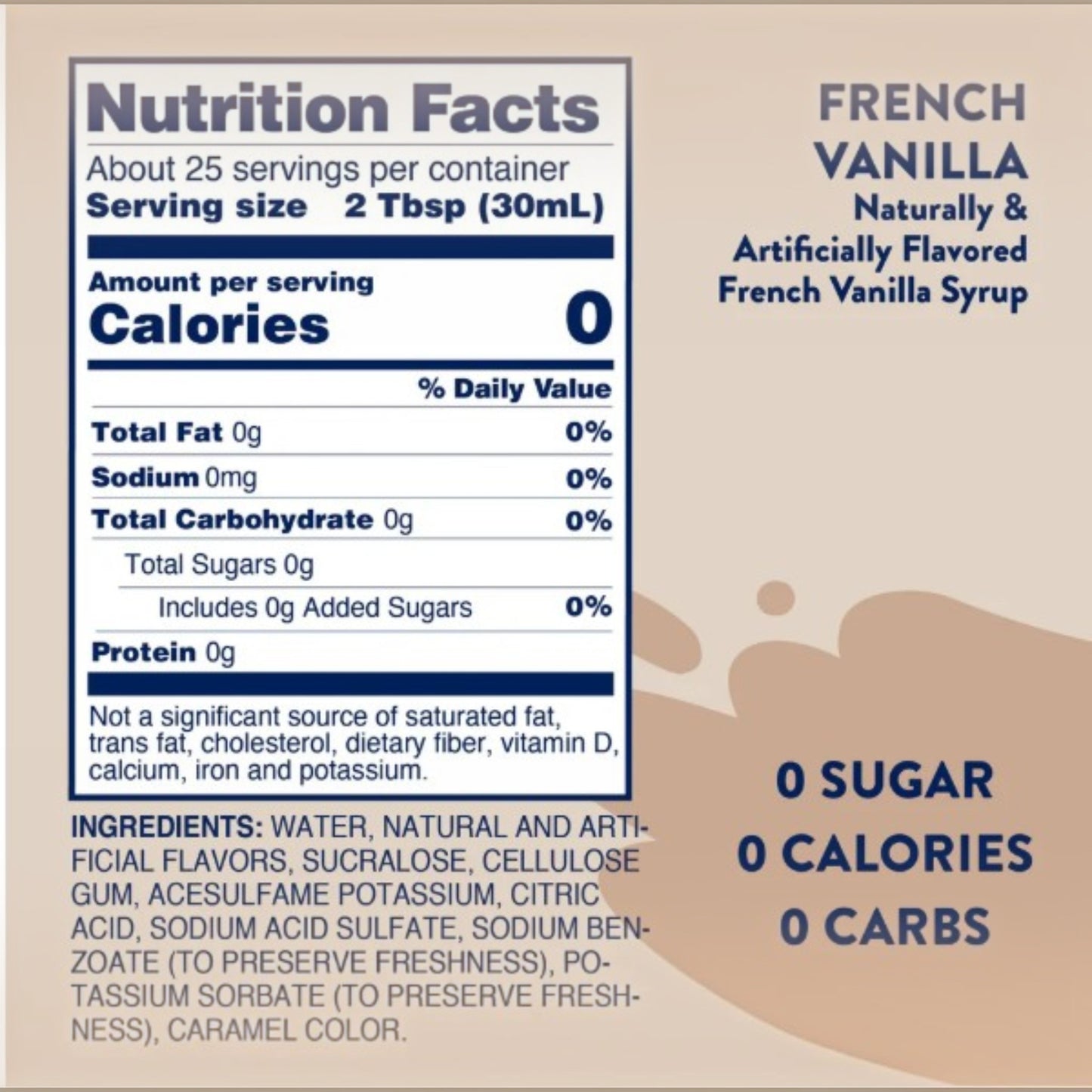 Skinny Syrup - French Vanilla Syrup - 750ml
