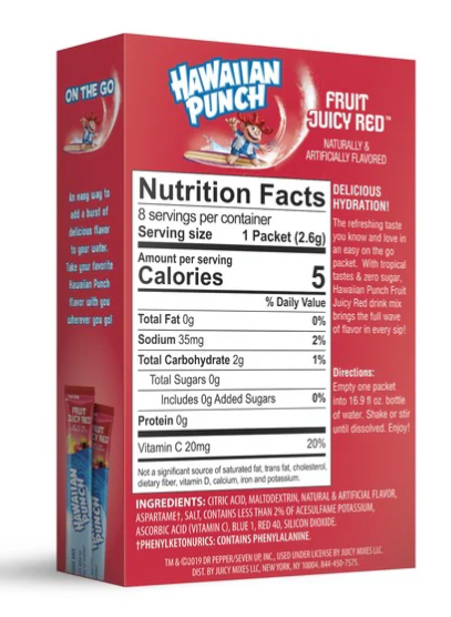 Hawaiian Punch Drink Mix - Fruit Juicy Red